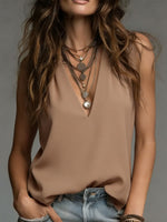 Women's Cozy Minimalist Solid-color 100% Cotton V Collar Shirt