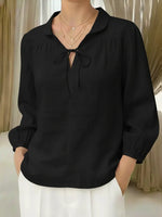 Women's Casual Peter Pan Collar Linen And Cotton Top