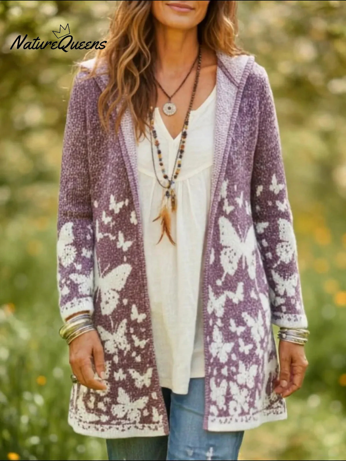Butterfly Dream Knitted Hooded Cardigan