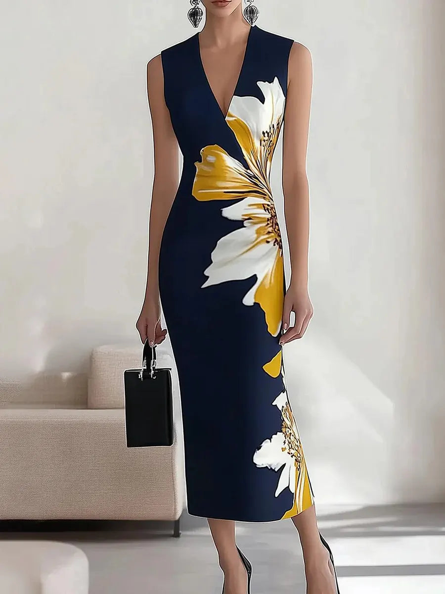Women's V-neck Elegant Printed Dress