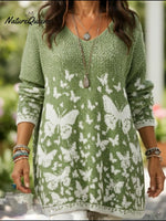 Butterfly Valley Art Print Cozy V-neck Sweater