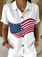 American-style Patriotic Retro Cotton-linen Shirt