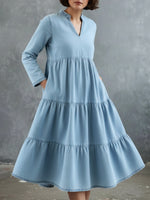 Casual Elegant Multi-layered Hem Denim Dress