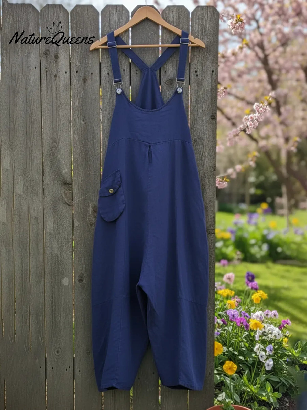 Cozy Solid Color Loose Wide-leg Linen Overalls Jumpsuit