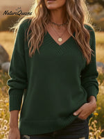 Cozy Casual V-neck Solid Color Sweater