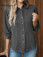 Women's Lapel Long-sleeved Casual Loose Pleated Denim Cardigan