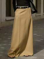 Women's Solid-color High-waisted Casual Loose Cotton Maxi Skirt