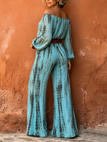 Bohemian Tie-dye Off-shoulder Shirt