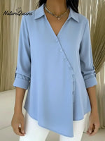 Women's Casual Asymmetrical Hem Cotton Shirt