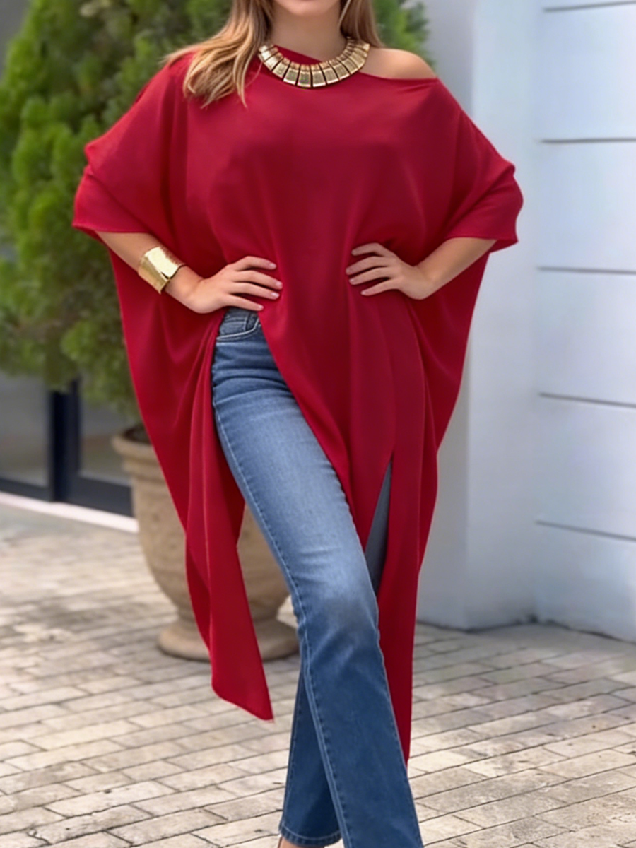 Stylish & Cozy Loose Irregular Hem Blouse
