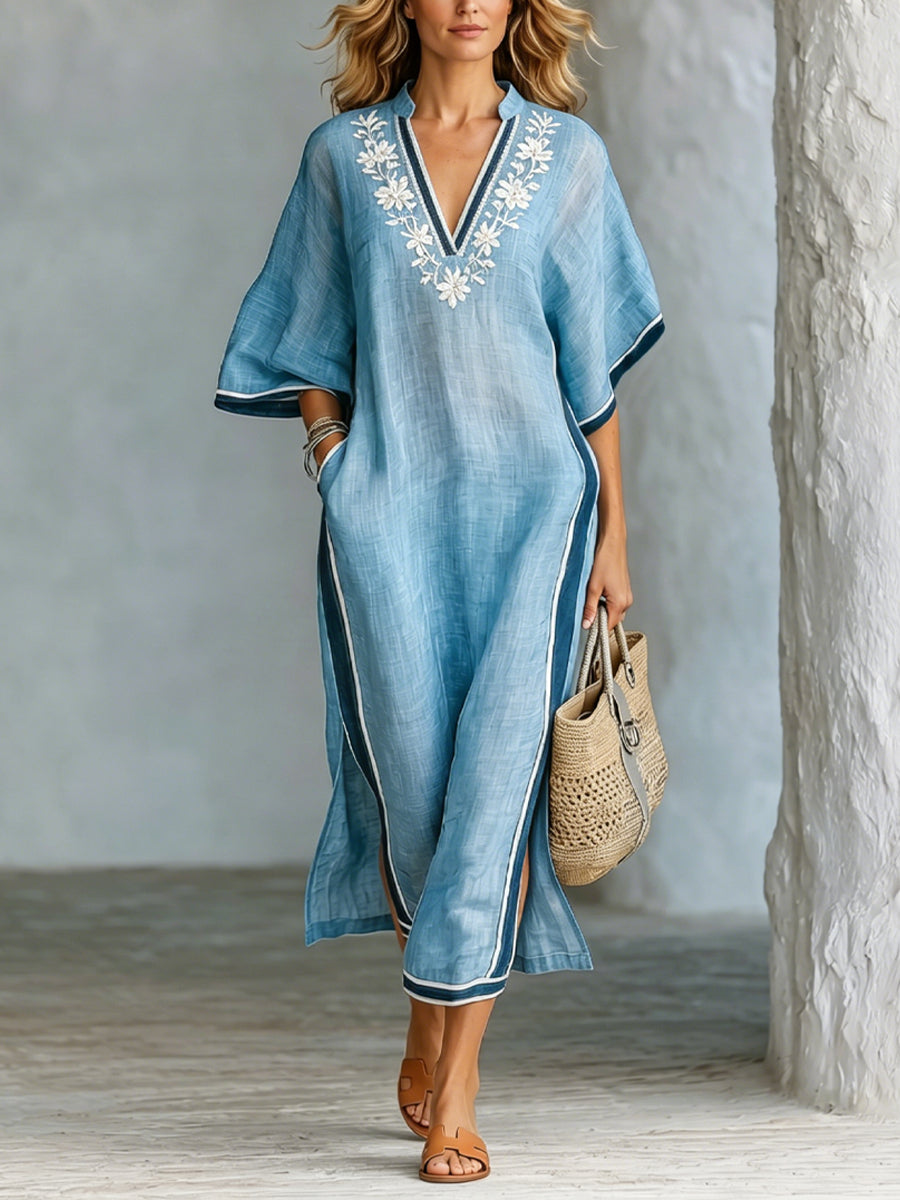Loose-fit Casual Linen And Cotton Dress