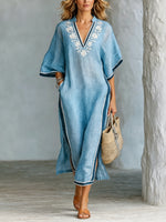 Loose-fit Casual Linen And Cotton Dress