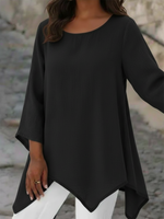 Cozy Elegant Irregular Hem Cotton And Linen Shirt Top