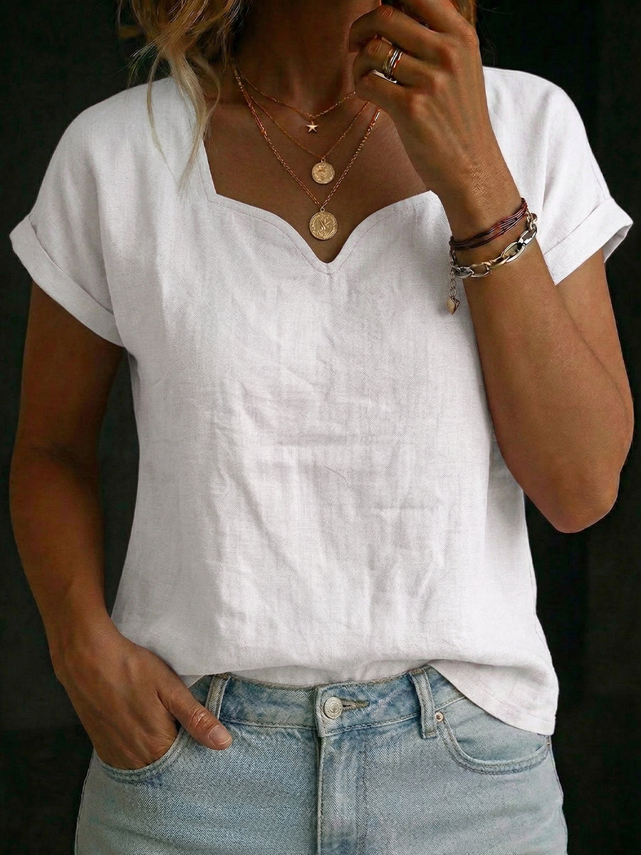 Women's Sweetheart Neckline Short-sleeve Top