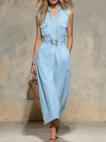 Women's Casual Cinched-waist Denim Dress