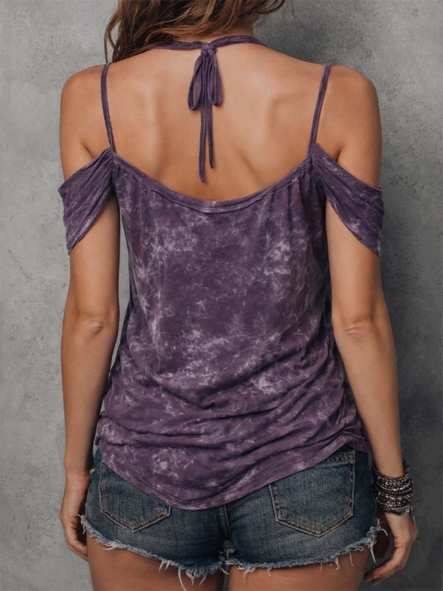 Sexy Boho Tie-dye Off-shoulder Cotton Shirt Top