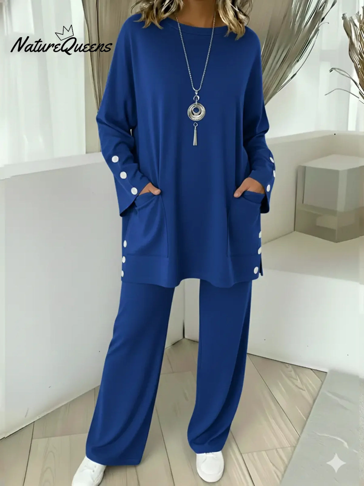 Women's Comfortable Stretch Cotton Top And Pants Two-piece Set