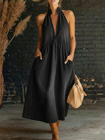 Retro Stand-collar 100% Cotton Denim Midi Dress