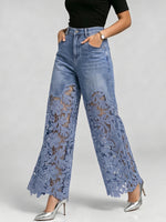 Stylish & Sexy Lace-paneled Cutout Jeans