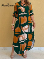 Artistic Color-block Printed Shirt Dress