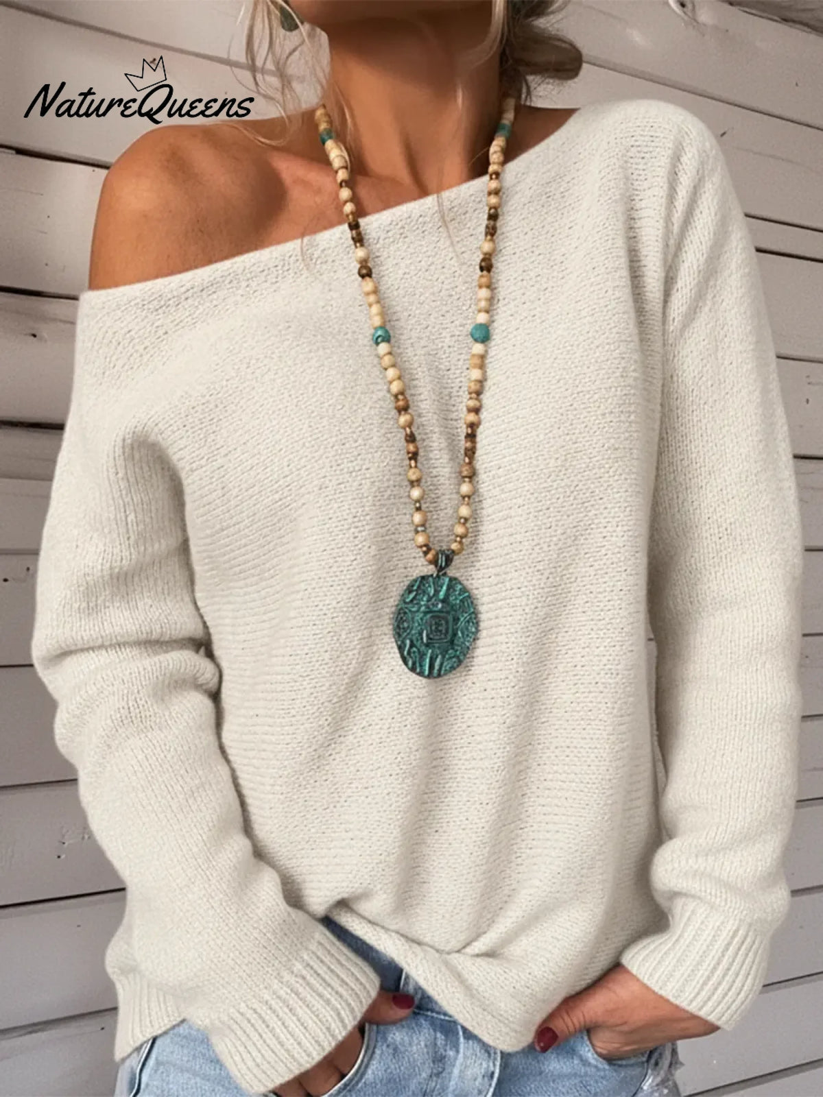 Casual Solid-color Off-the-shoulder Sweater