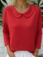 Cozy Vintage Peter Pan Collar Cotton Sweatshirt Top