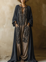 Bohemian Vintage Printed Cotton-linen Two-piece Set