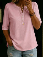 Classic Henley Collar 100% Cotton T-shirt