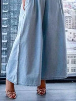 Women's Pleated Solid Color Split-joint Stretch Elastic Off-the-shoulder Jumpsuits