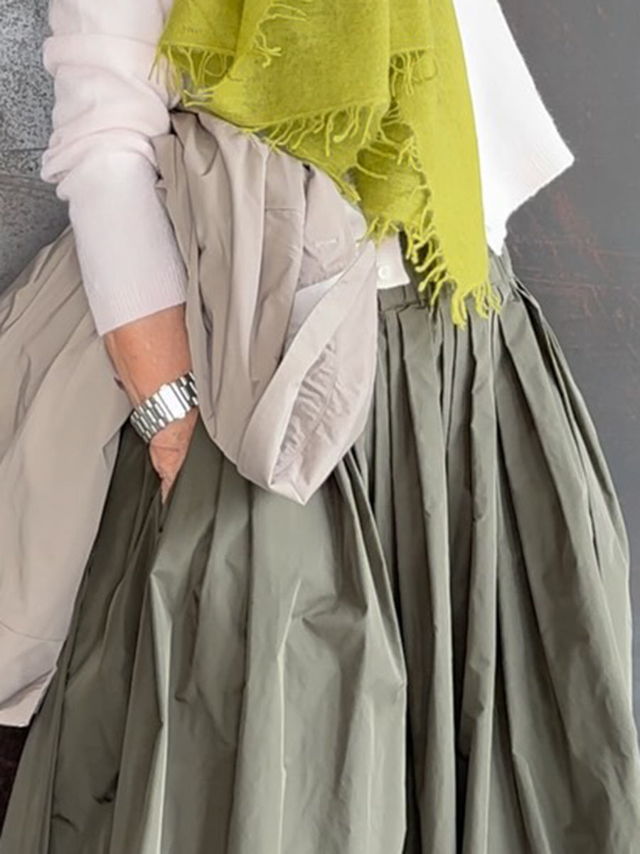 Cozy Loose-Fit Cotton-Linen Skirt