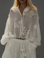 Loose-fit Casual Sheer Zip Jacket