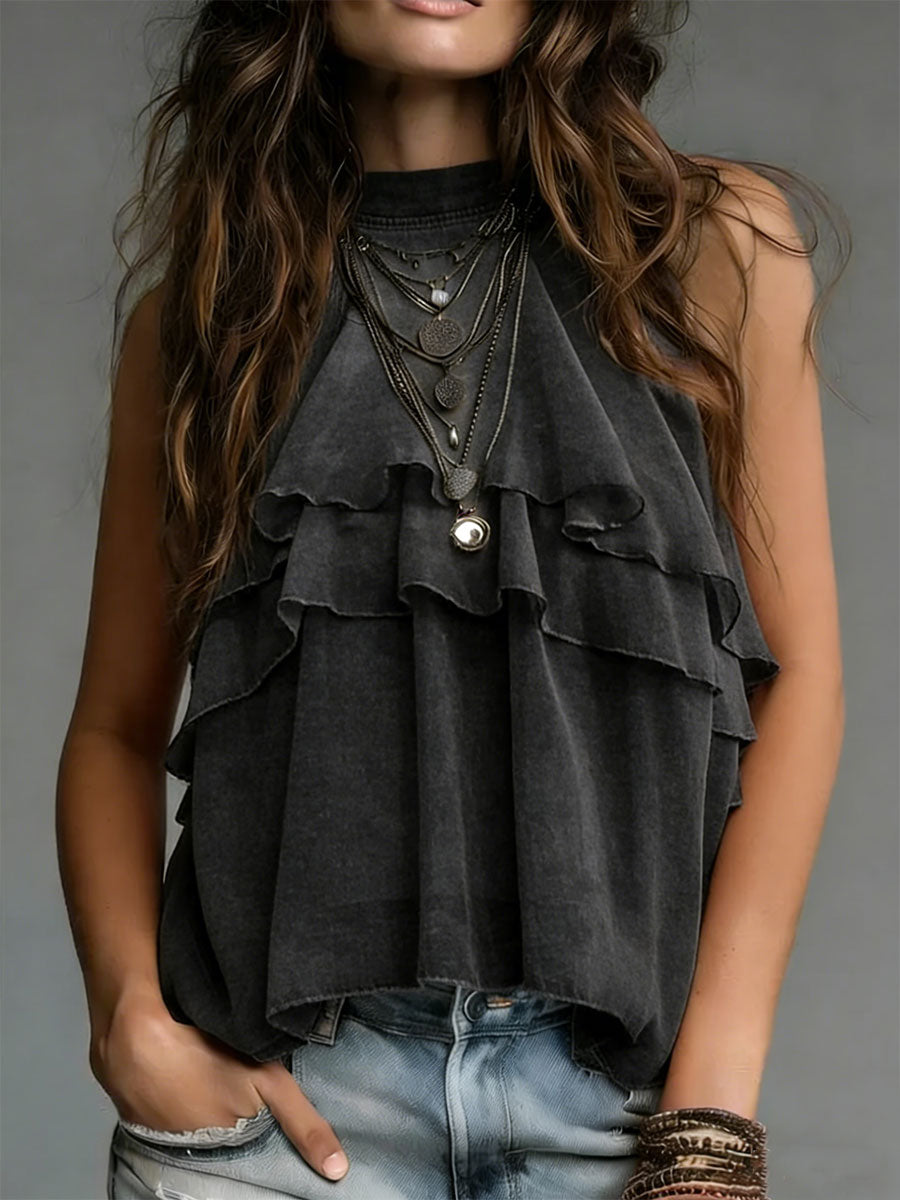 Women's Cozy Minimalist Solid-color Stand Collar 100% Cotton Vest