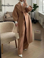 Women's Stylish Elegant Lantern-sleeved Wool Blend Long Coat