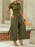 Casual Cotton T-shirt And Cargo Pants Two-piece Set