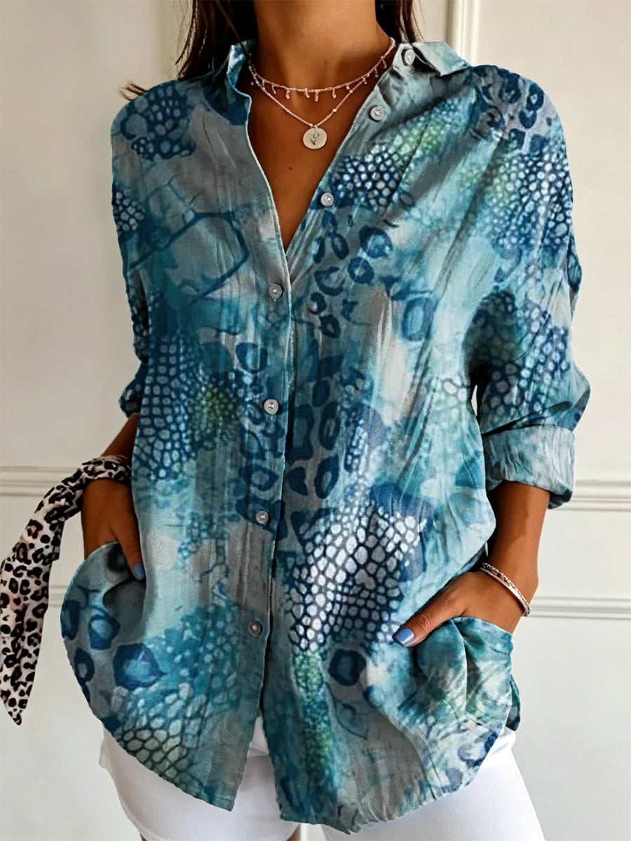 Women's Vintage Leopard Print Casual Long-sleeve Shirt