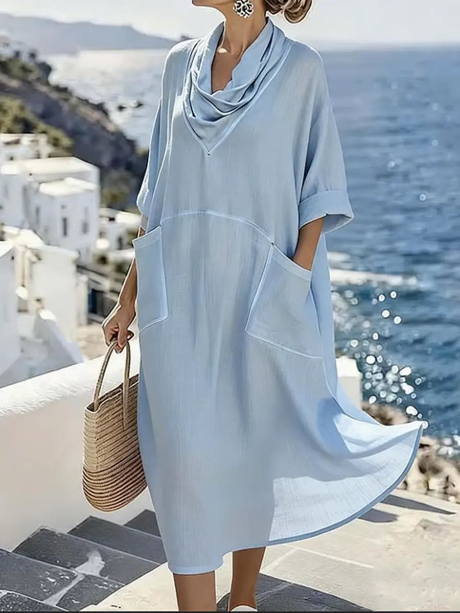 Women's Linen And Cotton Pocket Dress