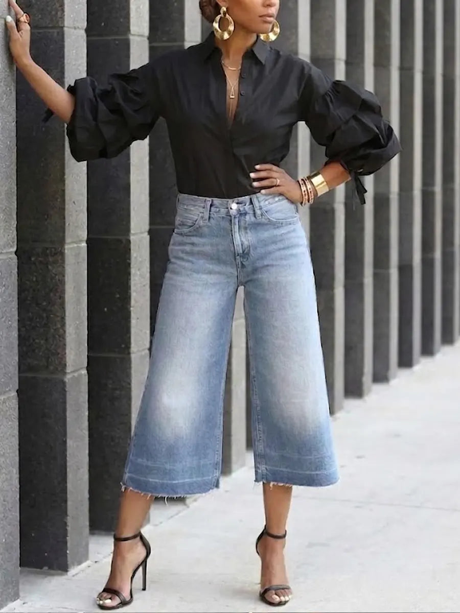 Women's Casual Design Puff Sleeve Shirt