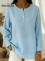 Casual Henley Collar Cotton And Linen Shirt