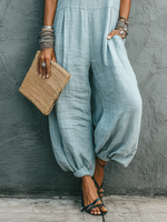 Minimalist & Casual Cozy Cotton-linen Jumpsuit