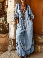 Women's Bohemian-print Casual Cotton Jumpsuit