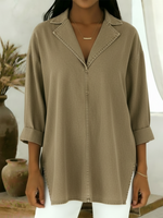 Casual And Cozy Collared Denim Cotton Top