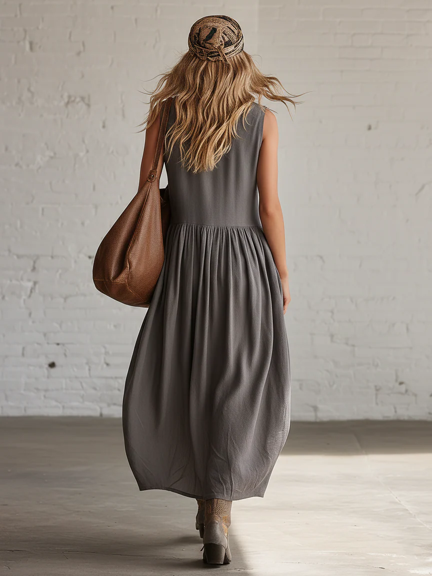 Casual Cozy Button-up Cotton Dress