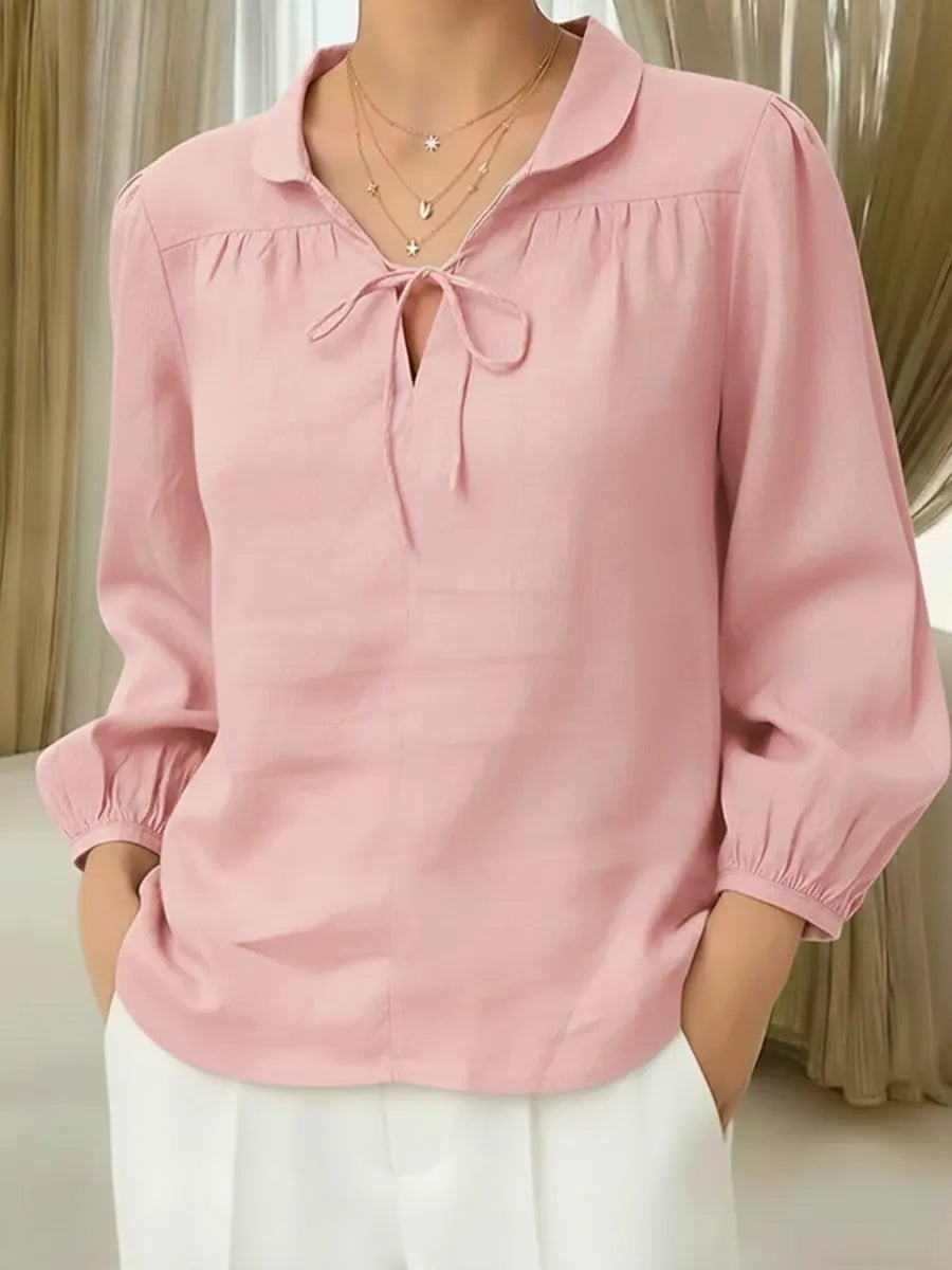 Women's Casual Peter Pan Collar Linen And Cotton Top