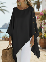 Elegant Flowing Irregular-hem Satin Blouse Top