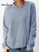 Striped Pattern Art Print Casual Cotton Sweatshirt