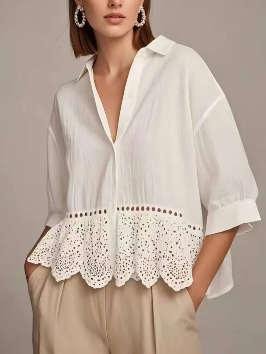French-style Gentle Lace-trimmed Shirt