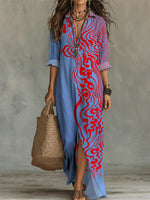Women's Stripes Pattern-printed Casual Long Dress