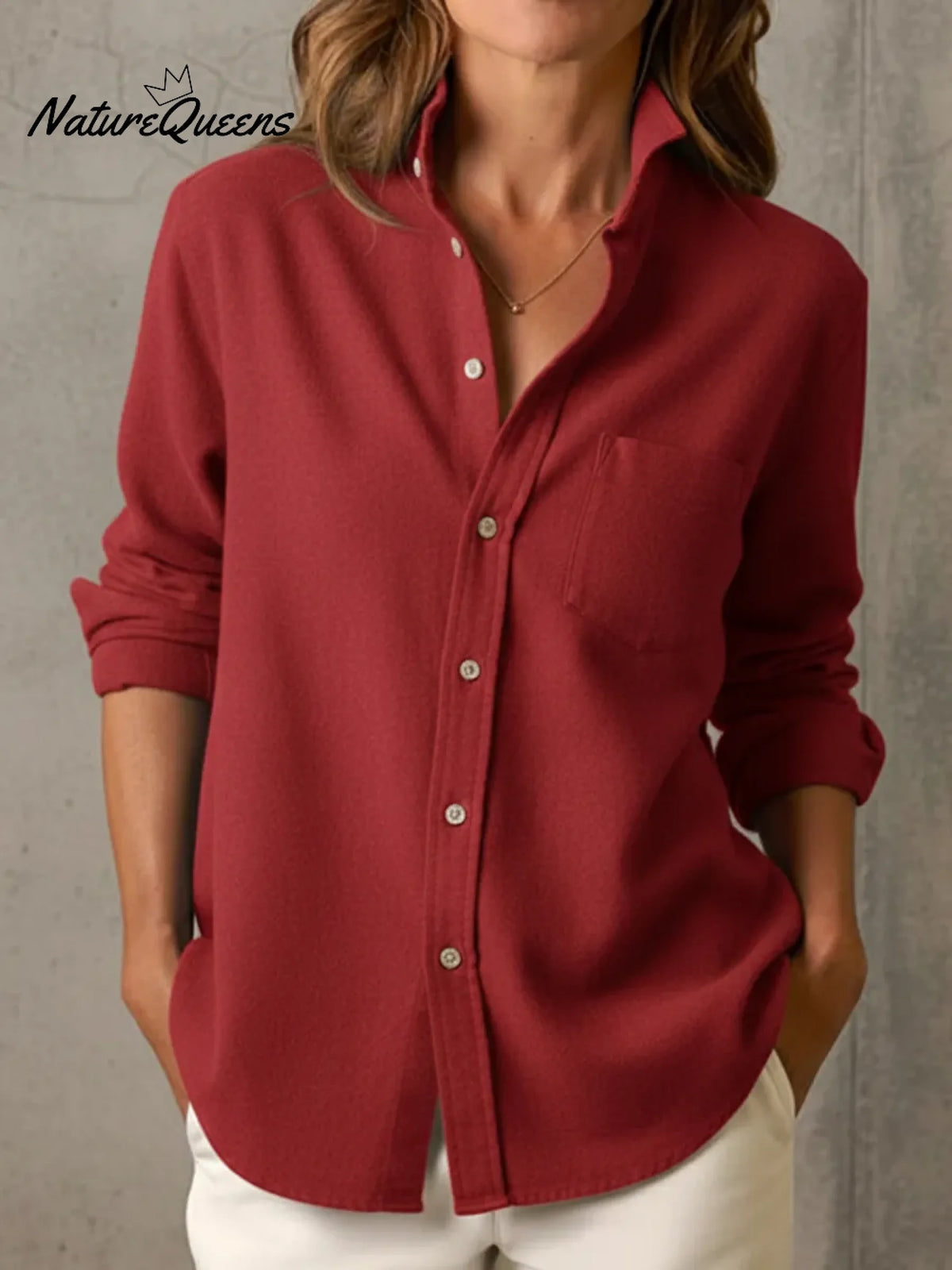 Casual Stand-collar Button-up Cotton Shirt