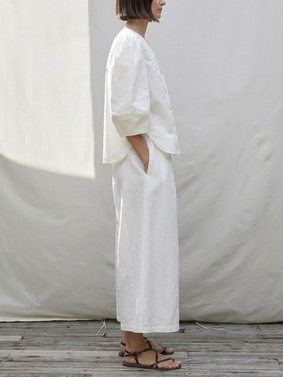 Women's Cotton And Linen Simple Set