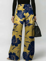 Women's Floral Art Print Casual Stylish Hollow Denim Pants